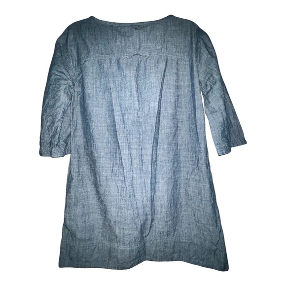 Tory Burch Chambray Lace Up V Neck Tunic Dress Blue Size 2 - Picture 4 of 7